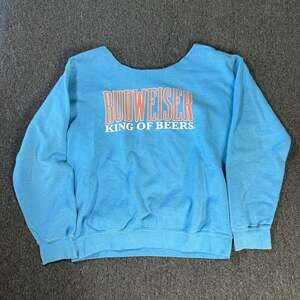 Vintage Y2k Budweiser King of Beers Teal Crewneck Sweatshirt Women's Medium